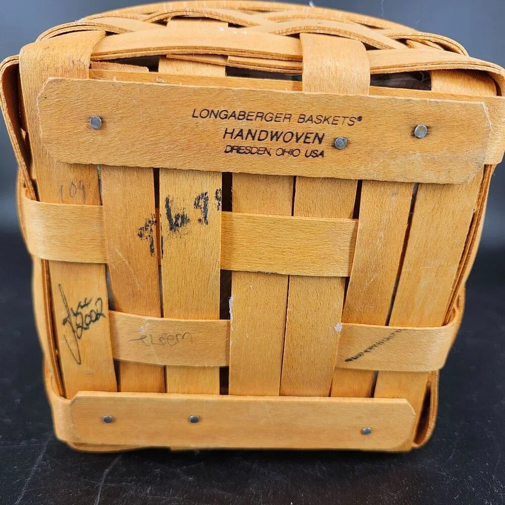 Longaberger 2002 Sm Square Tarragon Wicker Basket Spring Floral Fabric Plastic - Picture 3 of 11